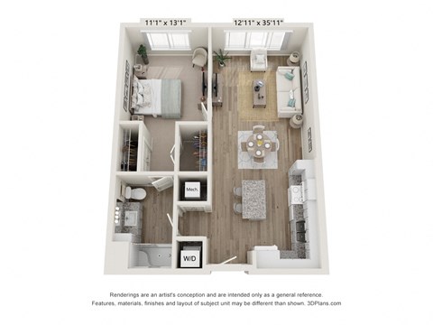 1B Floor Plan at Osprey Park 62+ Apartments, Kissimmee